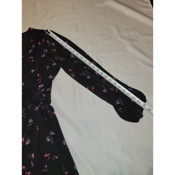 Banana Republic Size 8 Floral Maxi Wrap Dress Hi-low Long Sleeve Dark Fairy - Picture 10 of 16